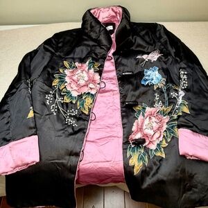 Vintage Quilted Satin Chinese Style Mandarin Collar Jacket By Lee Kuang